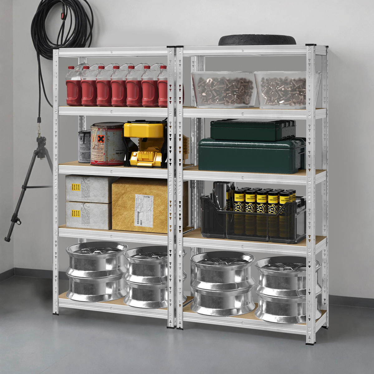 REGALELEMENT Silberfarben, Hellgrau, Hellbraun  - Hellbraun/Silberfarben, Trend, Holzwerkstoff/Kunststoff (90/180/40cm) - Boxxx