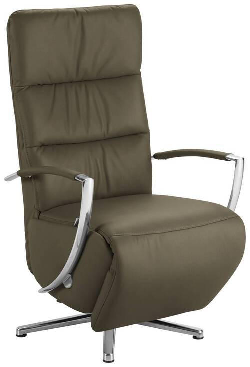 RELAXSESSEL in Leder Olivgrün  - Chromfarben/Olivgrün, Design, Leder/Metall (64/112/80cm) - Cantus