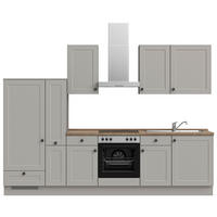 KÜCHENBLOCK 300 cm   in Grau, Eiche dunkel  - Eiche dunkel/Schwarz, MODERN, Holzwerkstoff/Metall (300cm) - Nobilia