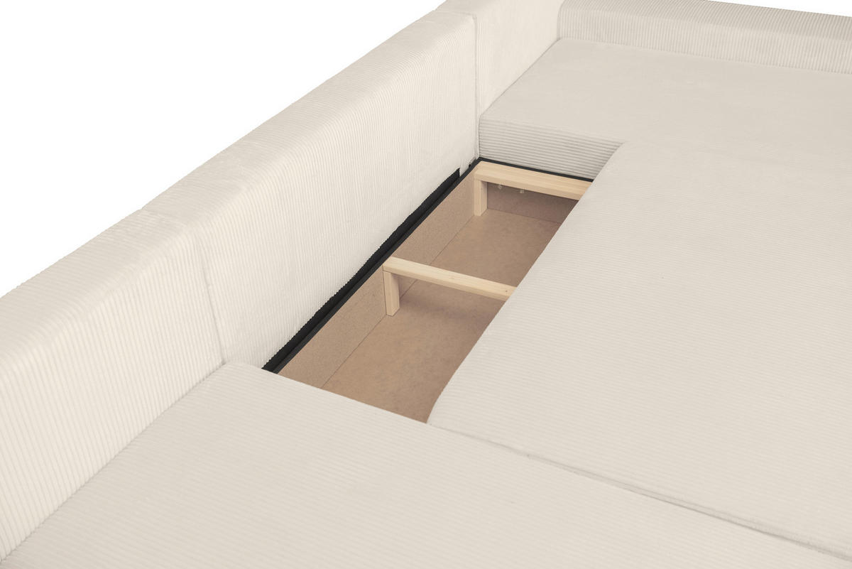 WOHNLANDSCHAFT Creme Cord  - Creme/Schwarz, KONVENTIONELL, Textil/Metall (191/351/191cm) - Carryhome