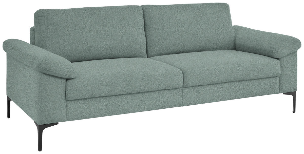 3-SITZER-SOFA in Flachgewebe Salbeigrün  - Salbeigrün/Schwarz, Design, Textil/Metall (226/89/97cm) - Pure Home Lifestyle
