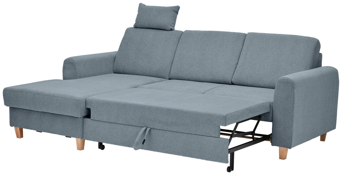 HÖRNSOFFA i flatväv blå  - bokfärgad/blå, Klassisk, trä/textil (166/241cm) - MID.YOU