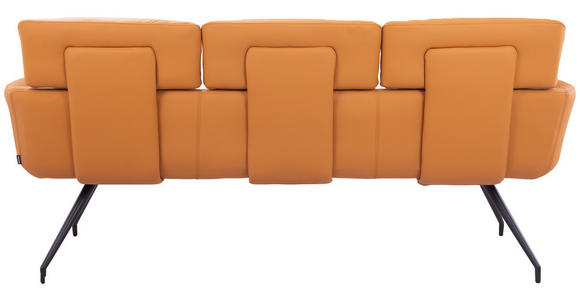 SITZBANK 200/91/70 cm Echtleder Schwarz, Cognac  - Cognac/Schwarz, Design, Leder/Metall (200/91/70cm) - Dieter Knoll