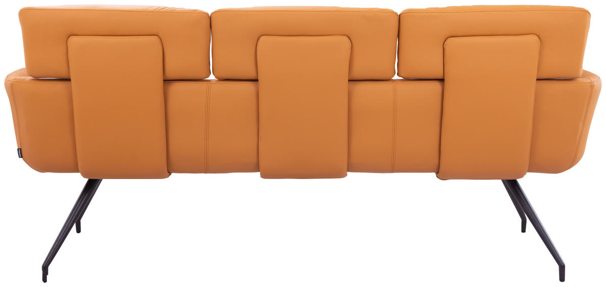 SITZBANK 200/91/70 cm Echtleder Cognac, Schwarz  - Cognac/Schwarz, Design, Leder/Metall (200/91/70cm) - Dieter Knoll