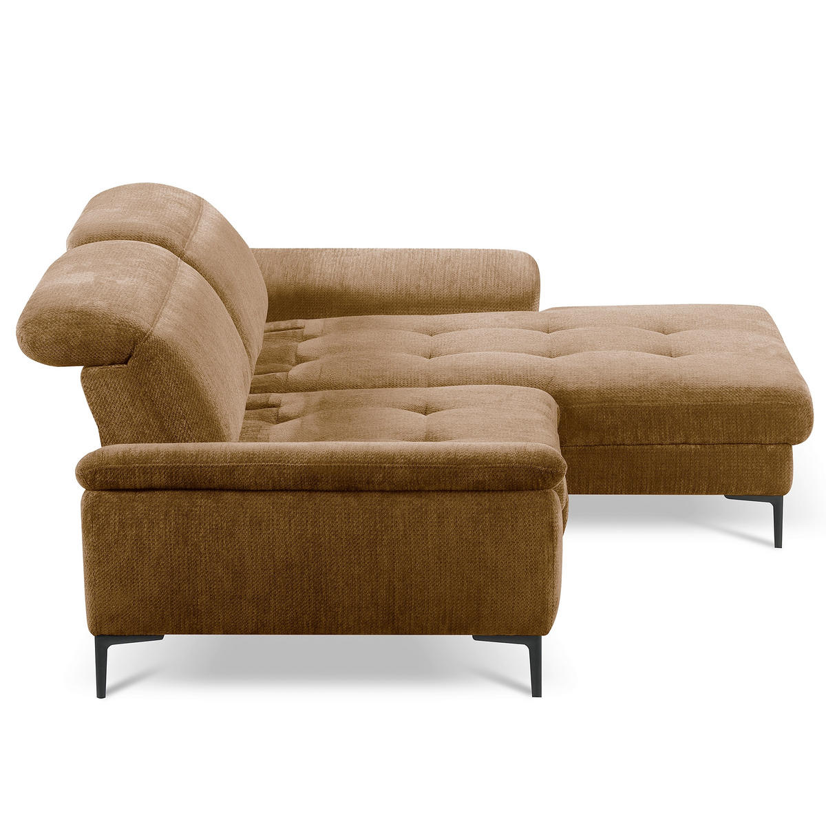 ECKSOFA  Webstoff Rostfarben  - Rostfarben/Schwarz, Design, Textil/Metall (268/195cm) - Livetastic