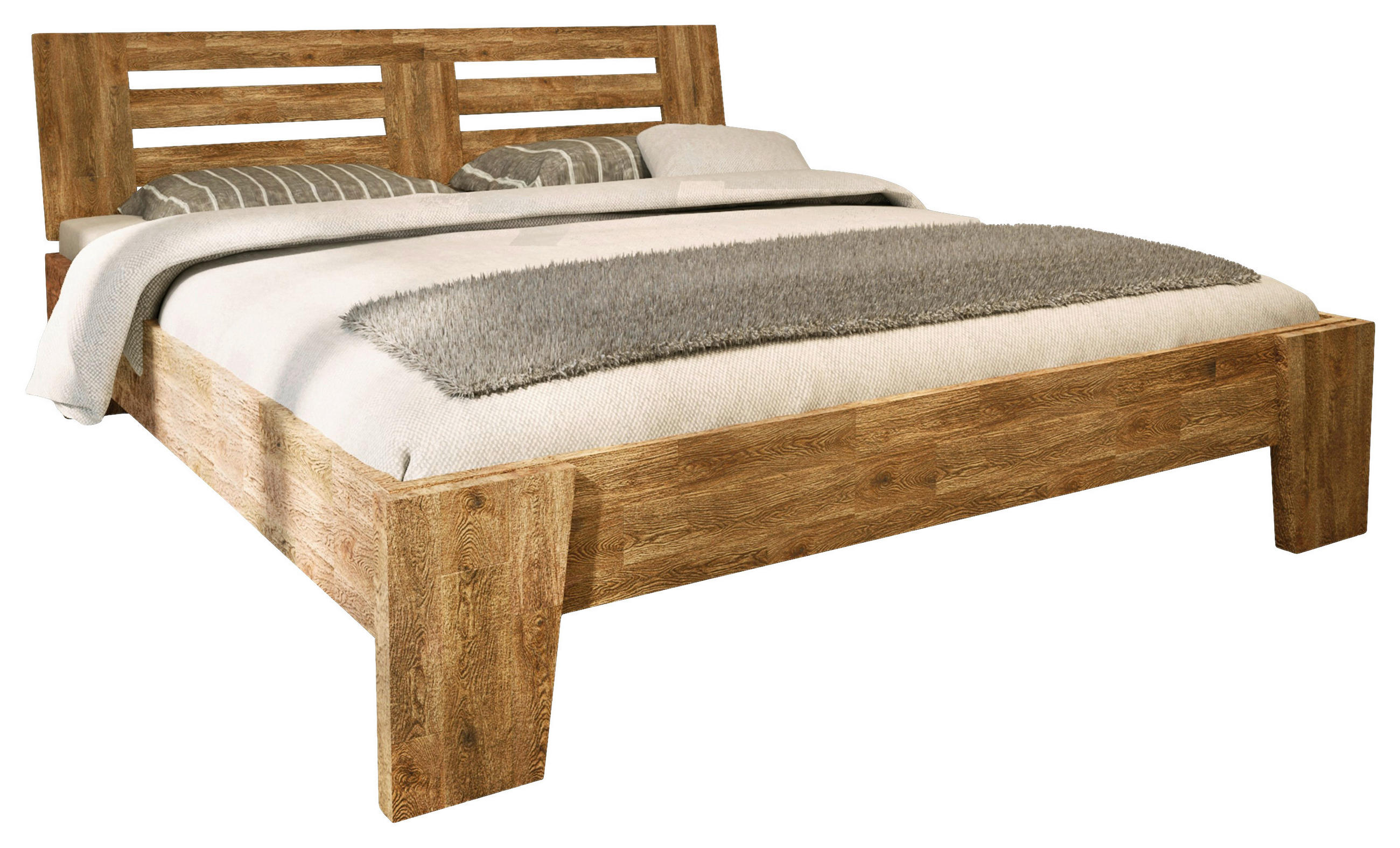 BETT Eiche massiv 140/200 cm Braun, Eichefarben  - Eichefarben/Braun, Basics, Holz (140/200cm) - Livetastic