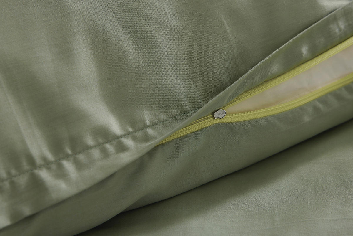 BETTWÄSCHE Makosatin 135/200 cm  - Salbeigrün, Basics, Textil (135/200cm) - Bugatti