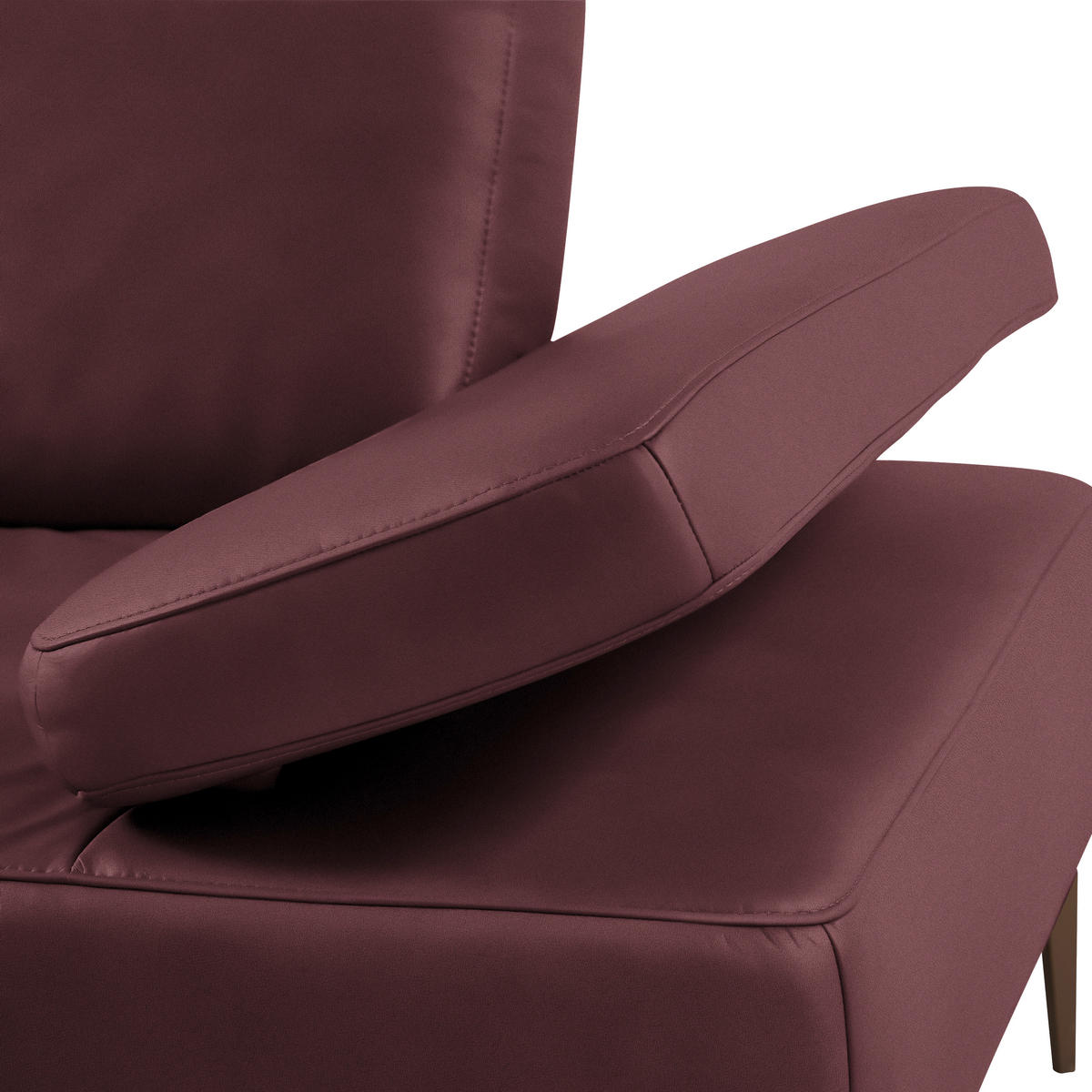 ECKSOFA in Echtleder Bordeaux  - Bordeaux/Bronzefarben, Design, Leder/Holz (176/314cm) - Valnatura