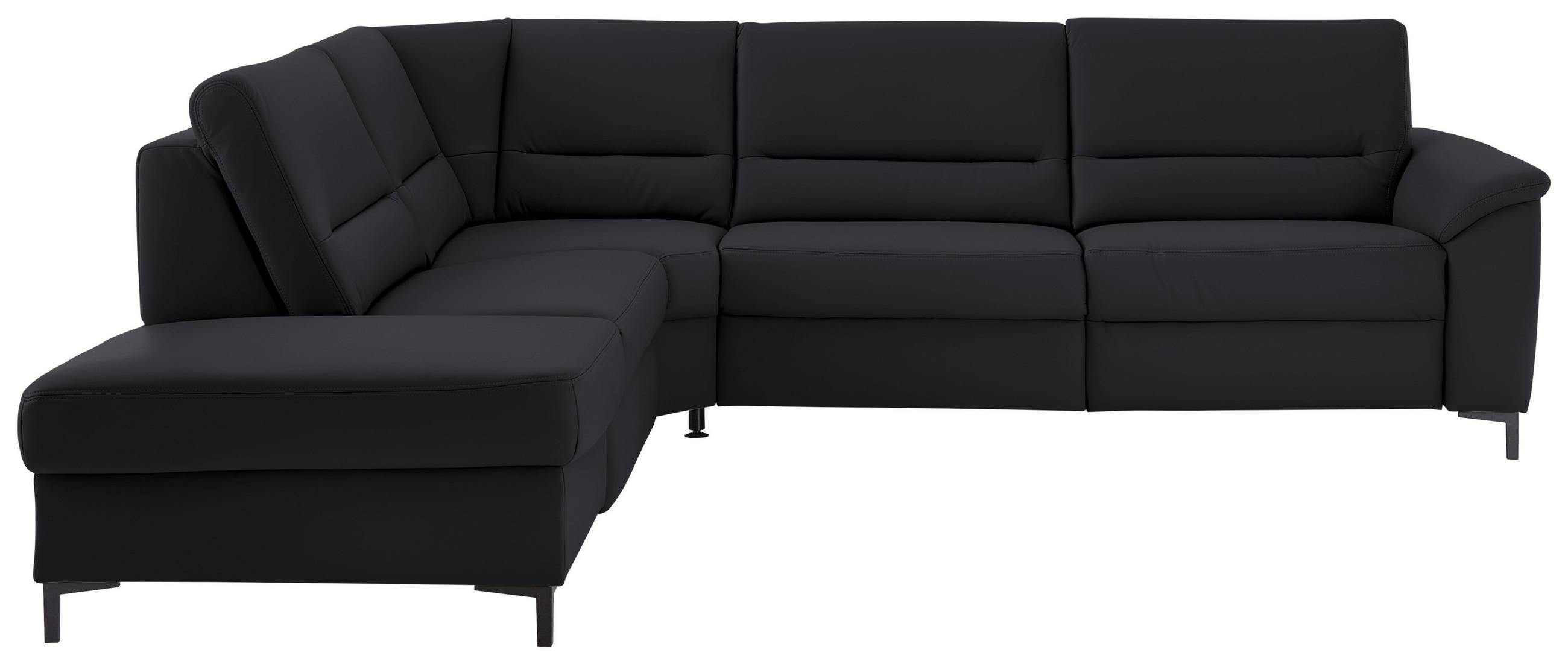 ECKSOFA  in Echtleder Schwarz  249/290 cm  - Schwarz, KONVENTIONELL, Leder/Metall (249/290cm) - Beldomo Premium
