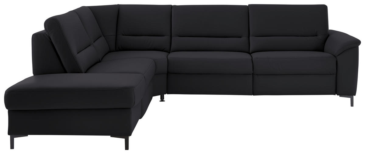 ECKSOFA  in Echtleder Schwarz  249/290 cm  - Schwarz, KONVENTIONELL, Leder/Metall (249/290cm) - Beldomo Premium