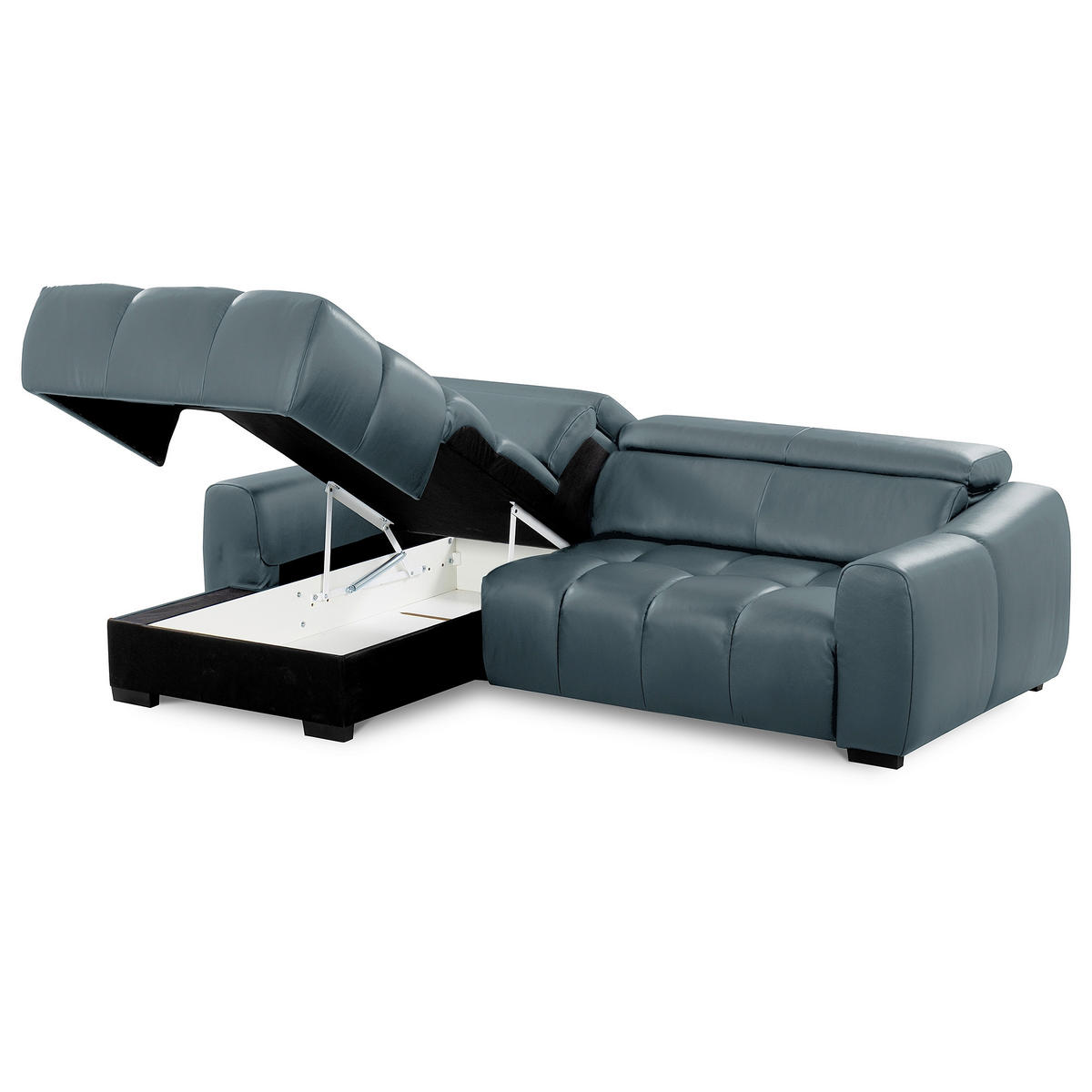 ECKSOFA  Echtleder Dunkelblau  - Schwarz/Dunkelblau, Design, Leder/Kunststoff (177/274cm) - Livetastic