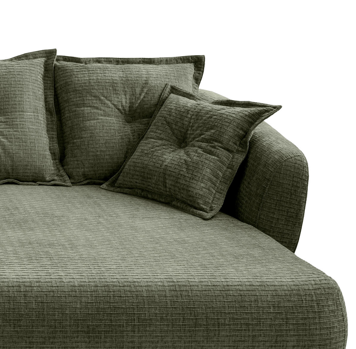 ECKSOFA in Mikrofaser Olivgrün  - Schwarz/Olivgrün, Modern, Textil/Metall (277/162cm) - Livetastic