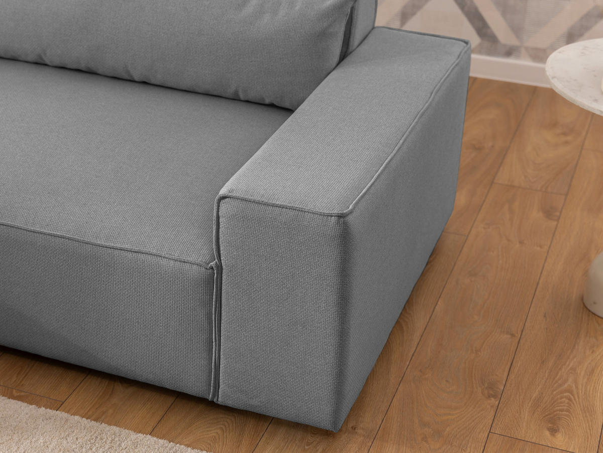 ECKSOFA Webstoff Hellgrau  - Hellgrau/Schwarz, Design, Kunststoff/Textil (251/142cm) - P & B
