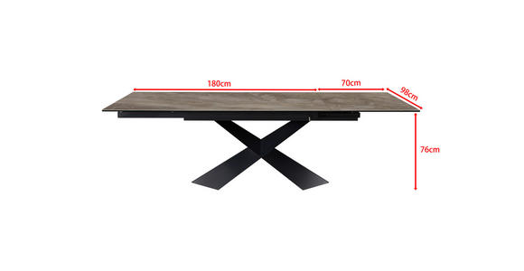 ESSTISCH in Metall, Glas, Keramik 180-250/98/77 cm  - Beige/Schwarz, Design, Glas/Keramik (180-250/98/77cm) - Belluti