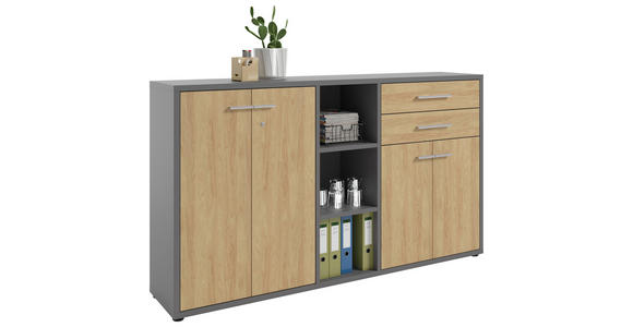 SIDEBOARD Texas  in 191,1/110/40 cm  - Alufarben/Schwarz, MODERN, Holzwerkstoff/Kunststoff (191,1/110/40cm) - Novel