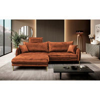 ECKSOFA Rostfarben Velours  - Rostfarben/Goldfarben, Design, Textil/Metall (196/264cm) - MID.YOU