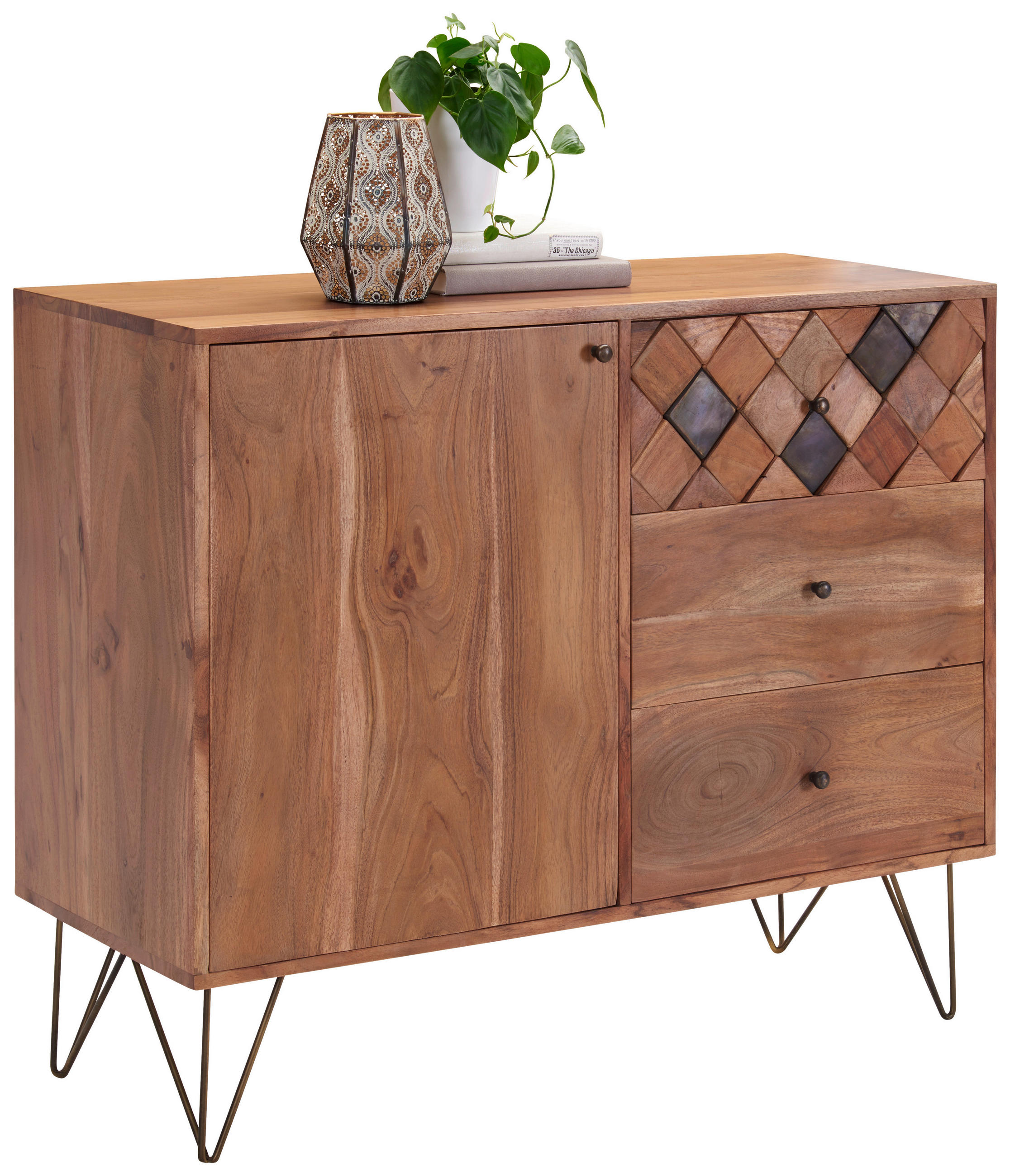 Ambia Home KOMODA, akácie, barvy akácie, bronzová, 105/88/40 cm