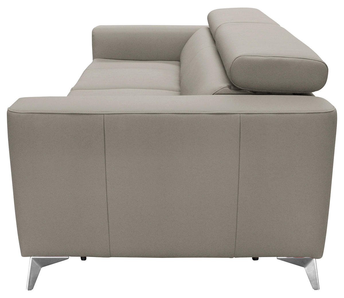 SCHLAFSOFA Hellgrau Echtleder Lederlook  - Silberfarben/Hellgrau, Design, Leder/Textil (206/95/101cm) - Livetastic