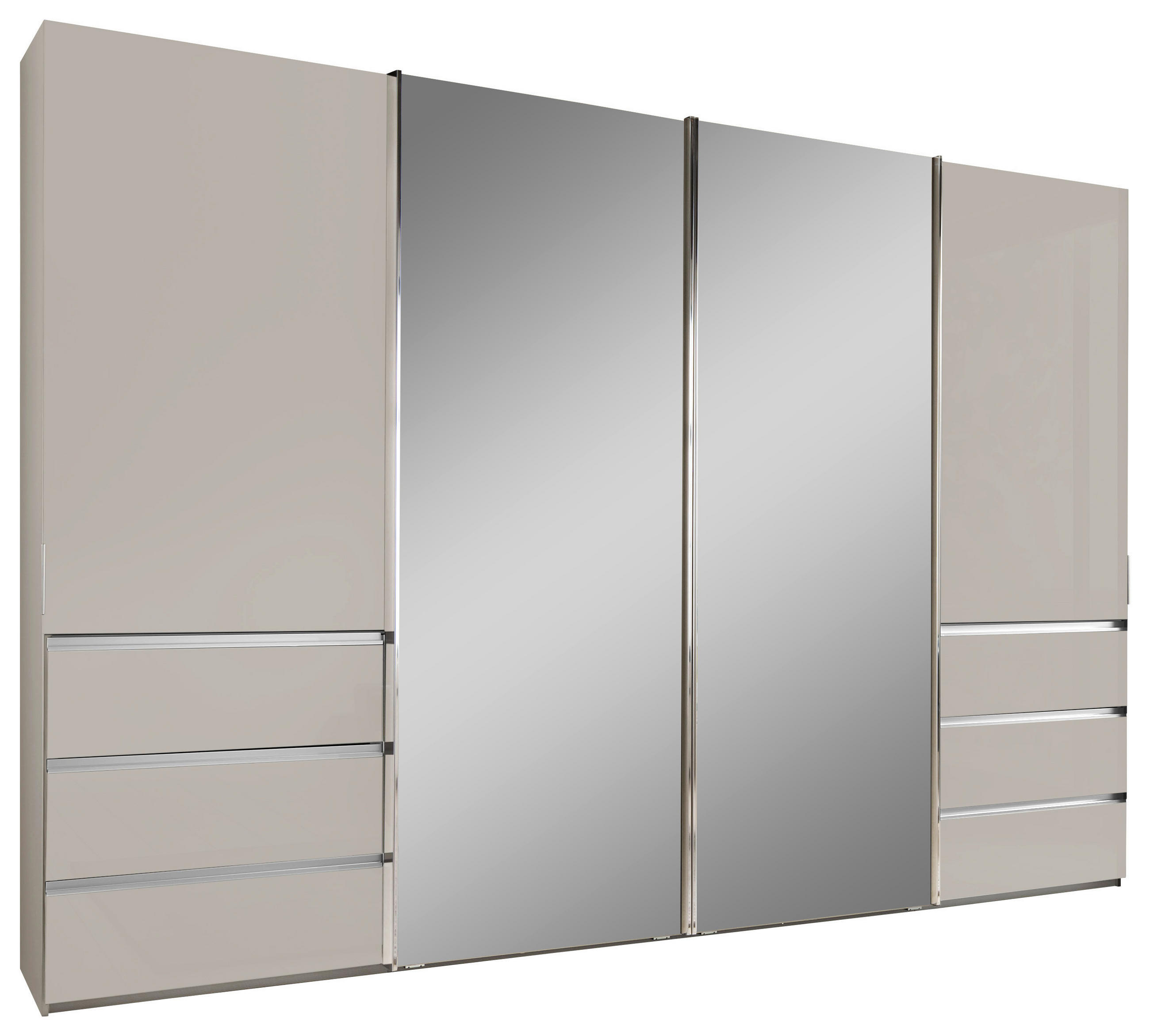SCHWEBETÜRENSCHRANK in Champagner  - Chromfarben/Champagner, Design, Glas/Holzwerkstoff (330/217/67cm) - Novel