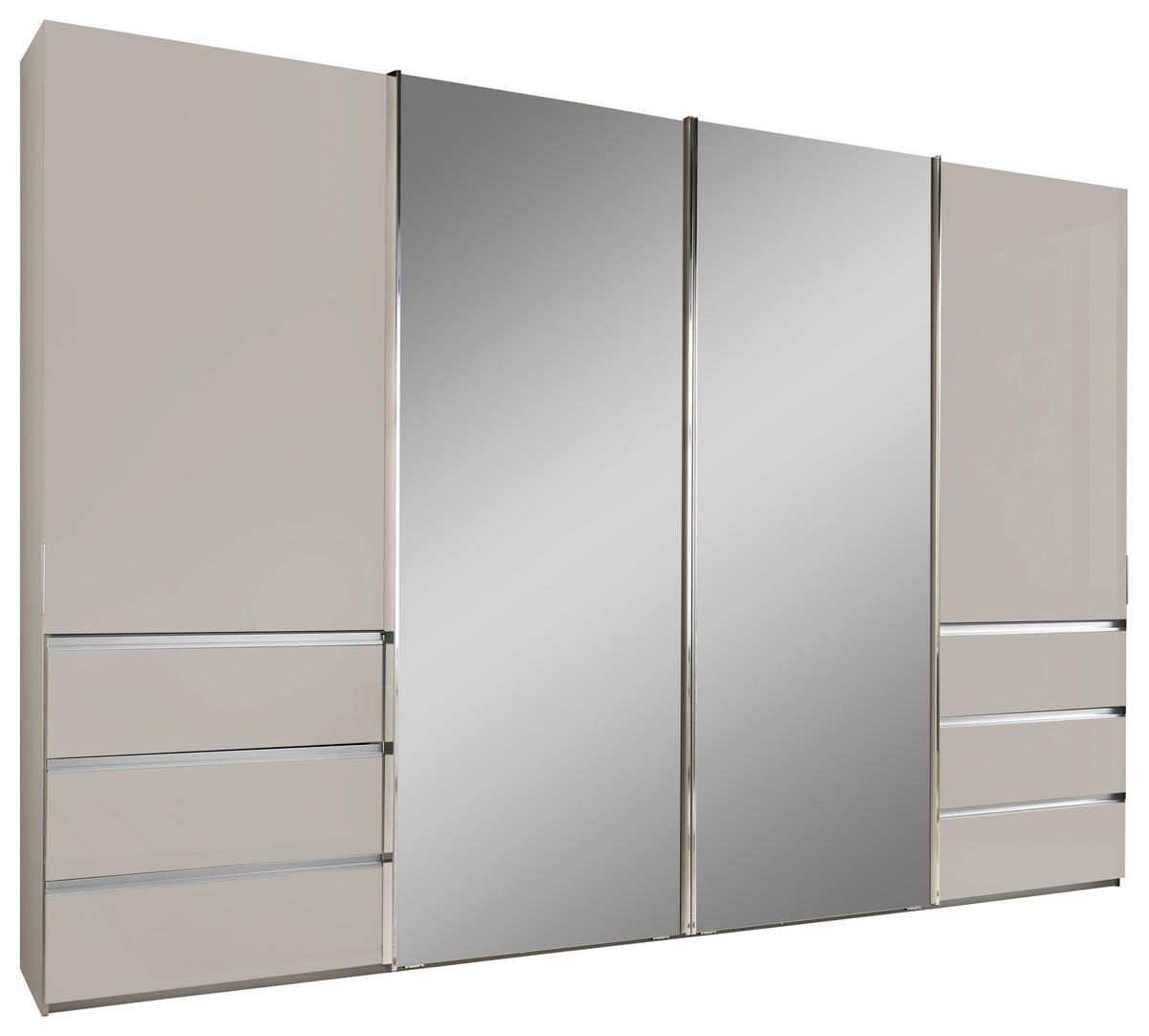 SCHWEBETÜRENSCHRANK in Champagner  - Chromfarben/Champagner, Design, Glas/Holzwerkstoff (330/217/67cm) - Novel