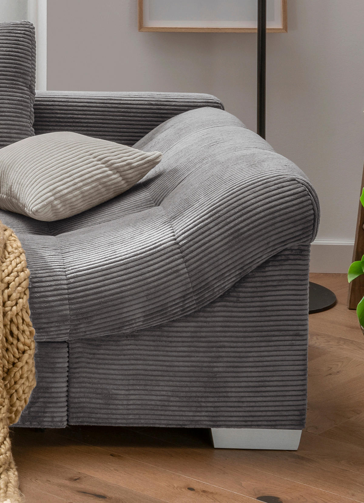 KUTNA GARNITURA tekstil  siva   - siva/srebrne boje, Design, tekstil/drvo (202/298cm) - MID.YOU