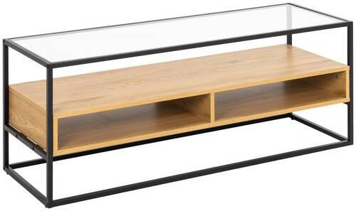 LOWBOARD  in 120/45/40 cm  - Klar/Eichefarben, MODERN, Glas/Holzwerkstoff (120/45/40cm)