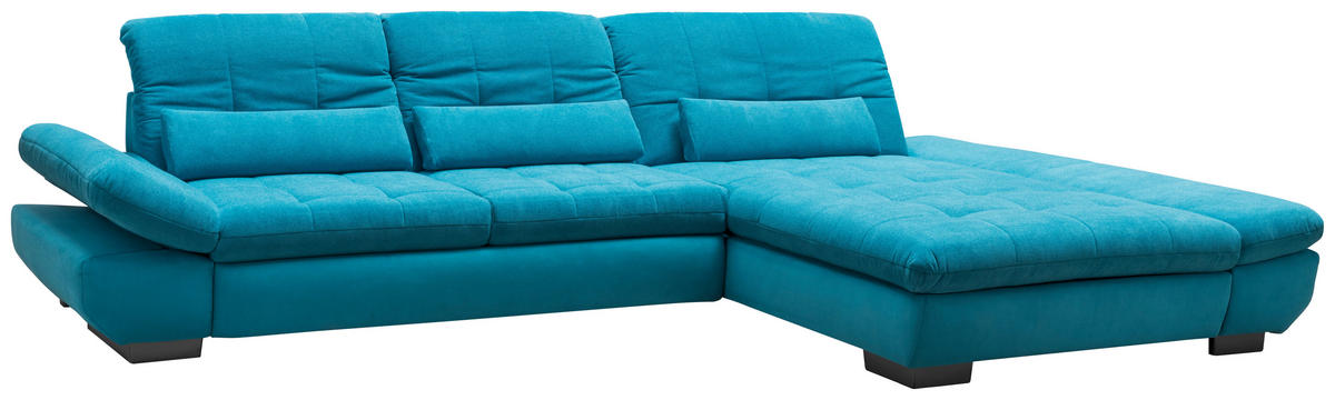 ECKSOFA Türkis Mikrofaser  - Türkis/Schwarz, Design, Textil/Metall (204/341cm) - Xora