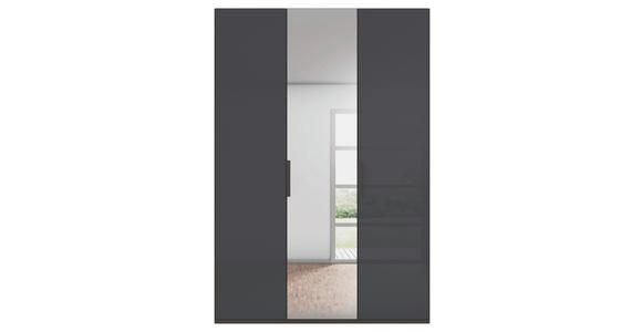 DREHTÜRENSCHRANK 151/223/61 cm,  in Graphitfarben, 3-türig  - Graphitfarben, Basics, Glas/Holzwerkstoff (151/223/61cm) - Novel