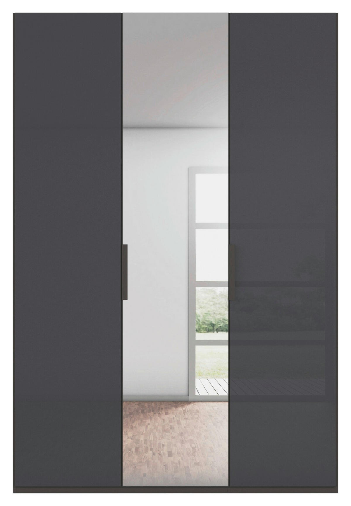 DREHTÜRENSCHRANK 151/223/61 cm,  in Graphitfarben, 3-türig  - Graphitfarben, Basics, Glas/Holzwerkstoff (151/223/61cm) - Novel