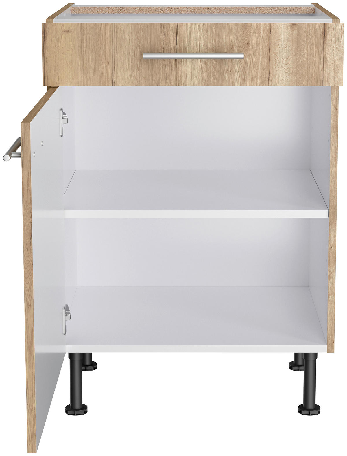 ECKKÜCHE 270/200 cm  in Eichefarben  - Edelstahlfarben/Eichefarben, Basics, Holzwerkstoff/Metall (270/200cm) - Optifit
