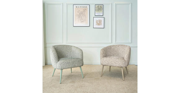 SESSEL in Webstoff Grün  - Grün, Design, Textil/Metall (70/75/73cm) - Carryhome