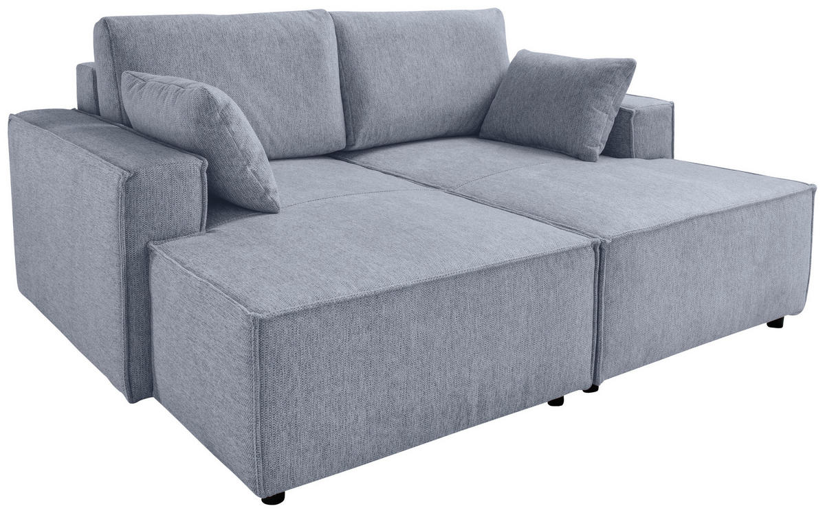 BIGSOFA in Chenille Hellblau  - Schwarz/Hellblau, Modern, Kunststoff/Textil (188/86/154cm) - Livetastic