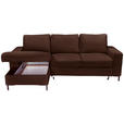 ECKSOFA Dunkelbraun Cord  - Dunkelbraun/Schwarz, KONVENTIONELL, Textil/Metall (150/240cm) - Carryhome