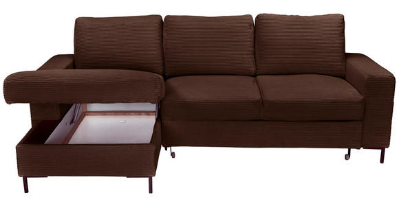 ECKSOFA Dunkelbraun Cord  - Dunkelbraun/Schwarz, KONVENTIONELL, Textil/Metall (150/240cm) - Carryhome