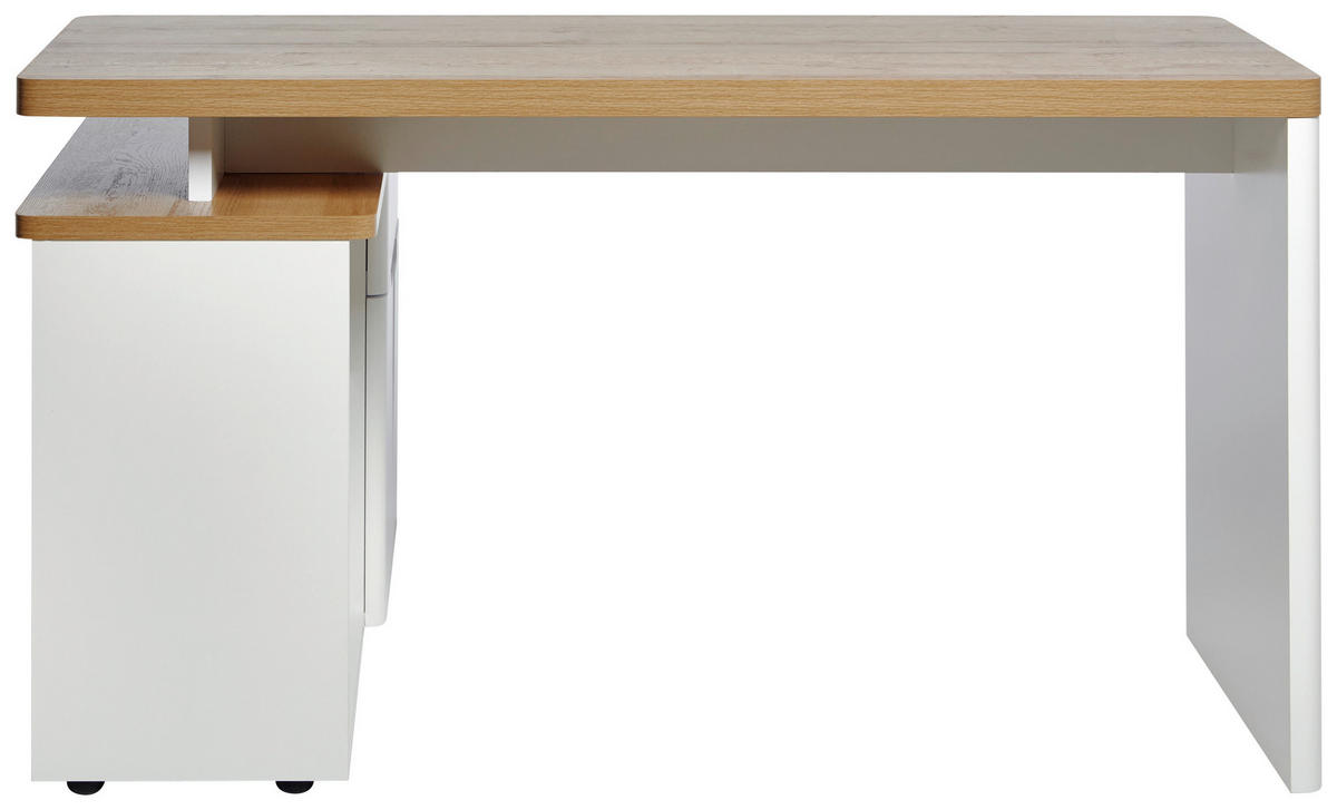 PSACÍ STŮL S ÚLOŽNÝM PROSTOREM, bílá, barvy dubu, 140/77/117,5 cm - bílá/barvy dubu, Konvenční, kompozitní dřevo (140/77/117,5cm) - Venda