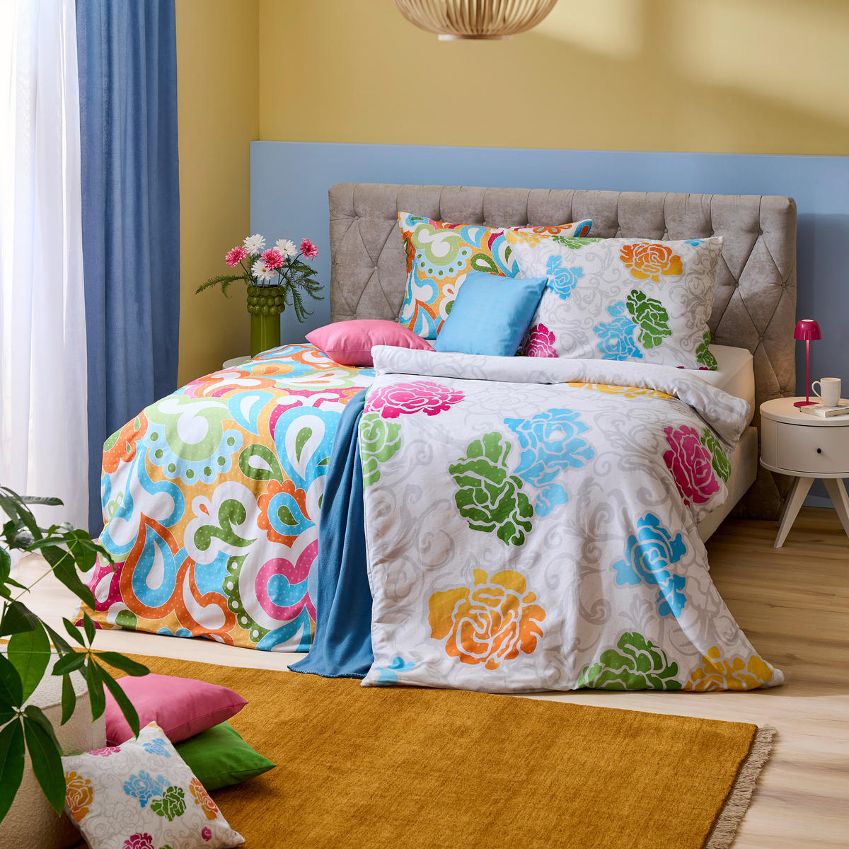 POSTEĽNÁ BIELIZEŇ, satén, viacfarebná, 140/200 cm - viacfarebná, Trend, textil (140/200cm) - Esposa