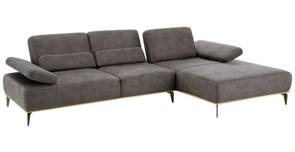 WOHNLANDSCHAFT Braun Flachgewebe - Beige/Braun, Design, Textil/Metall (298/178cm) - Valnatura