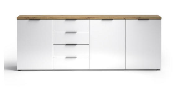 SIDEBOARD 240/43/89 cm  - Eichefarben/Weiß Hochglanz, Design, Holzwerkstoff/Kunststoff (240/43/89cm) - Xora