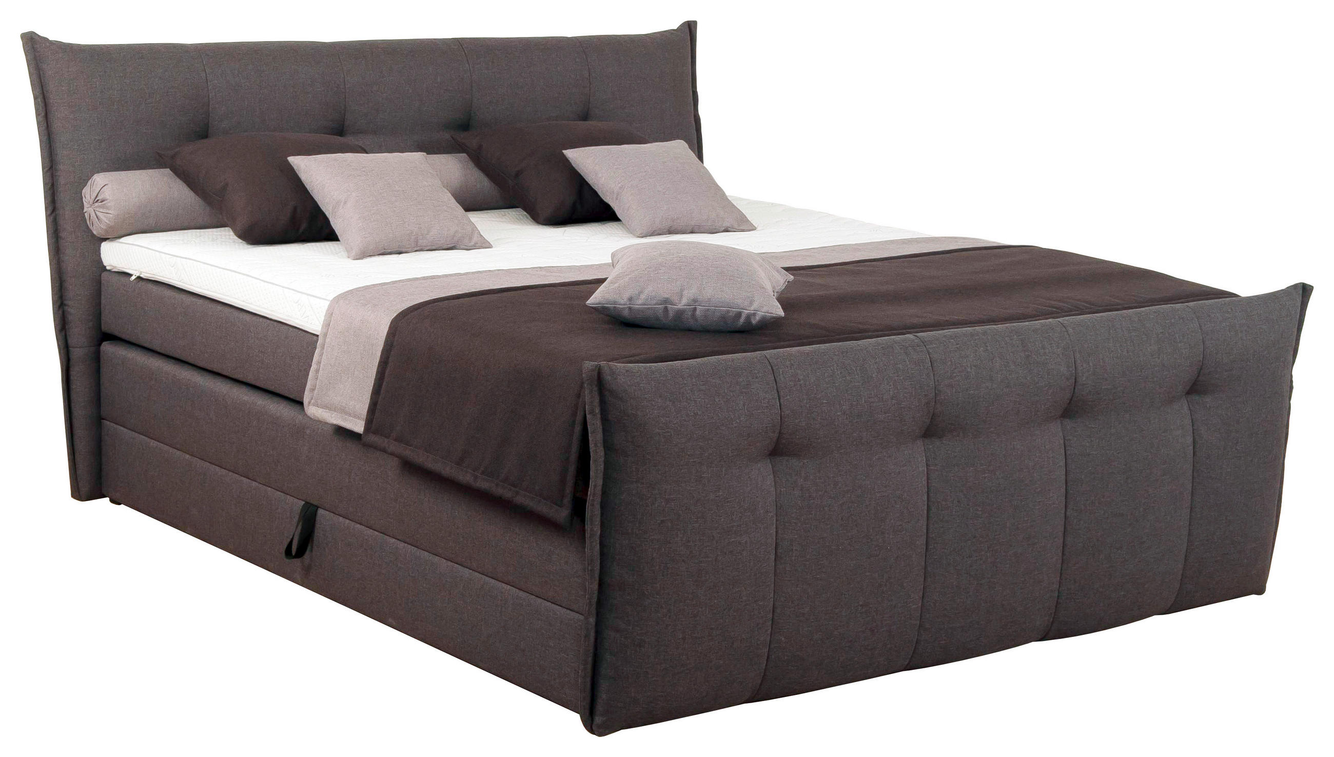 BOXSPRINGBETT 180/200 cm,  in Anthrazit, Matratze, Bettkasten, H4 = sehr fest  - Anthrazit/Schwarz, Design, Kunststoff/Textil (180/200cm) - SetOne by Musterring