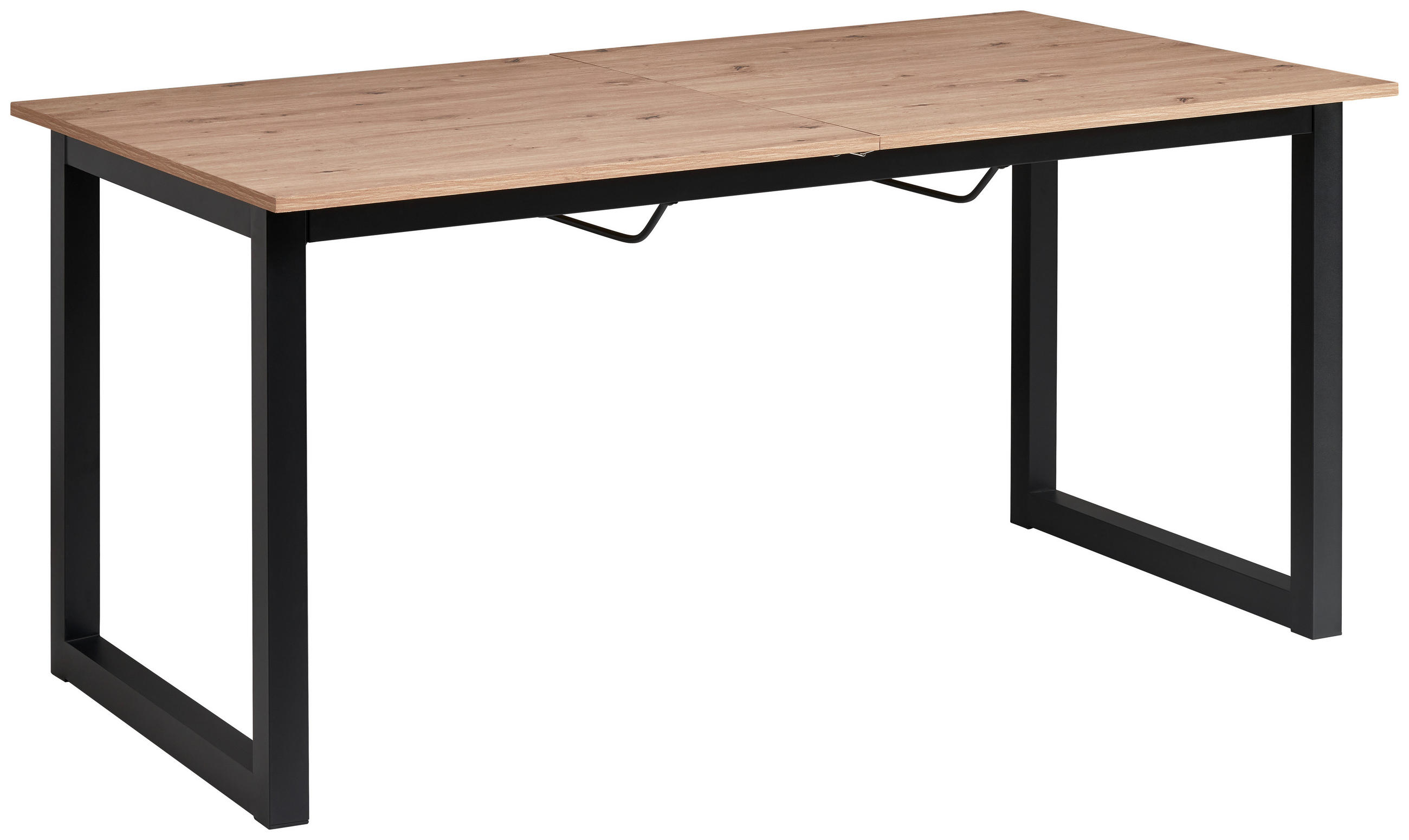 ESSTISCH Schwarz, Eiche Artisan rechteckig  ausziehbar  - Schwarz/Eiche Artisan, KONVENTIONELL, Holzwerkstoff/Metall (160-200/76/90cm) - MID.YOU