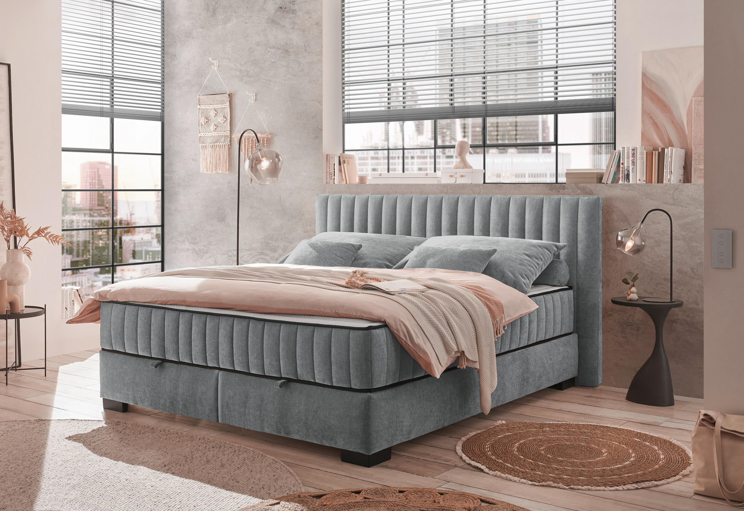 BOXBETT 180/200 cm  in Anthrazit  - Anthrazit/Schwarz, MODERN, Holzwerkstoff/Kunststoff (180/200cm) - MID.YOU