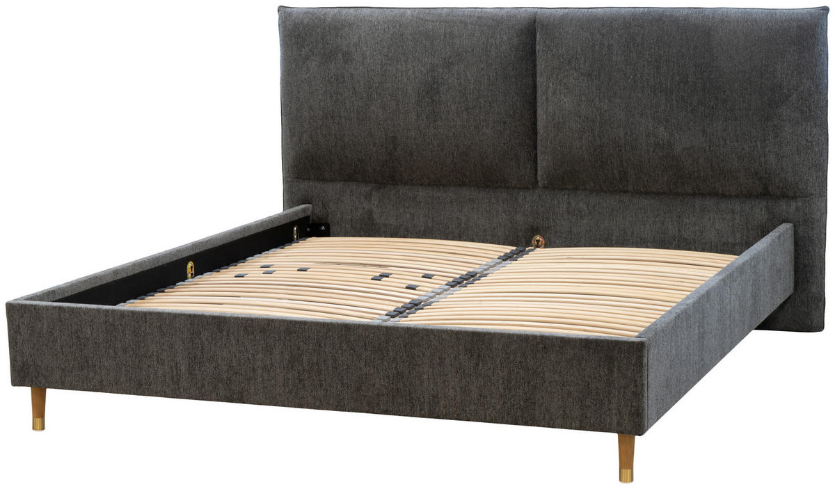 POLSTERBETT 140/200 cm,  in Dunkelgrau,  - Dunkelgrau/Eichefarben, MODERN, Holz/Textil (140/200cm) - Livetastic
