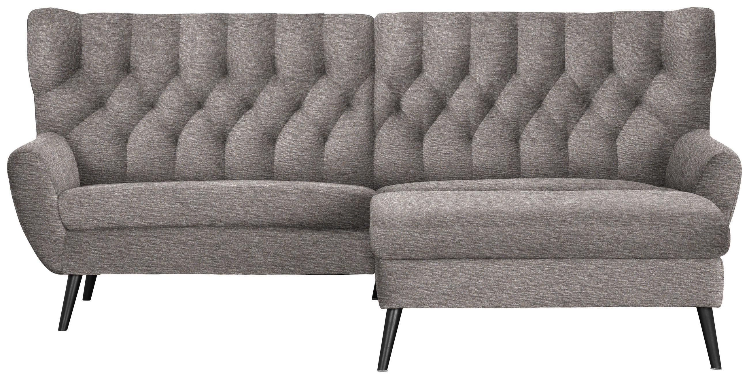 ECKSOFA in Flachgewebe Taupe  237/165 cm  - Taupe/Schwarz, Design, Holz/Textil (237/165cm) - Stylife
