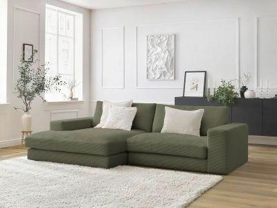 ECKSOFA  LEONARD Hellgrün Cord  - Schwarz/Hellgrün, MODERN, Kunststoff/Textil (159/274cm)