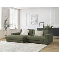 ECKSOFA  LEONARD Hellgrün Cord  - Schwarz/Hellgrün, MODERN, Kunststoff/Textil (159/274cm)