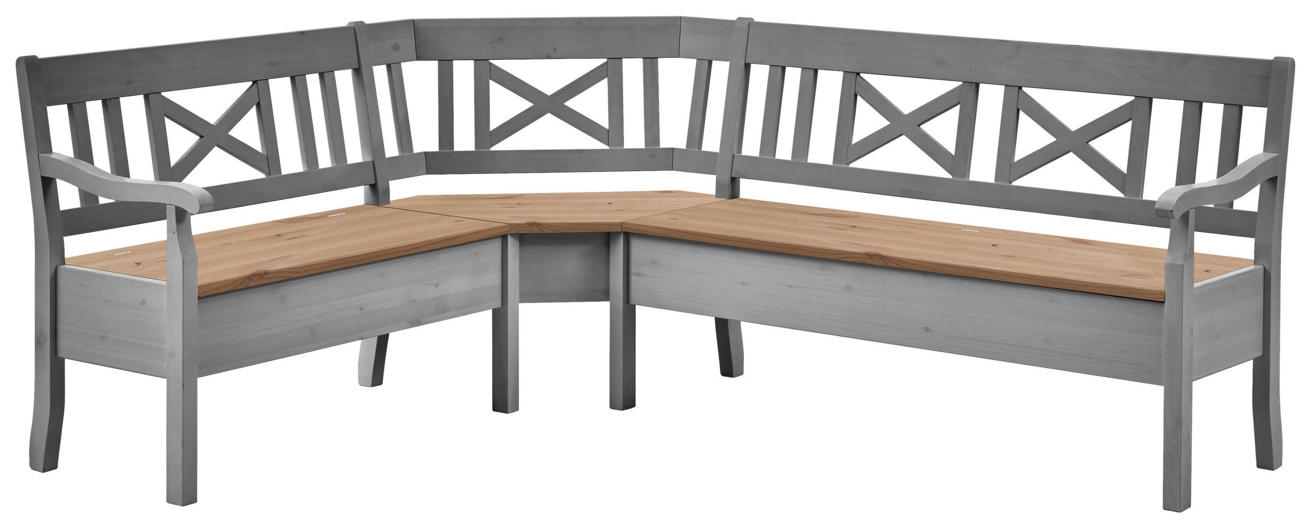 ECKBANK 213/170 cm Grau, Laugenfarbig Kiefer massiv   - Laugenfarbig/Grau, ROMANTIK / LANDHAUS, Holz (213/170cm) - Boxxx