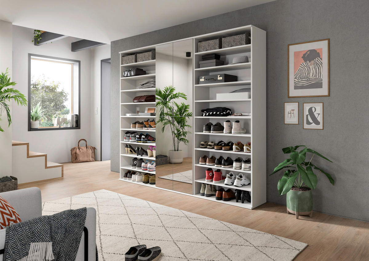 GARDEROBE 3-teilig 222/193/34 cm  - Weiss Hochglanz/Weiss, Design, Holzwerkstoff (222/193/34cm) - Livetastic