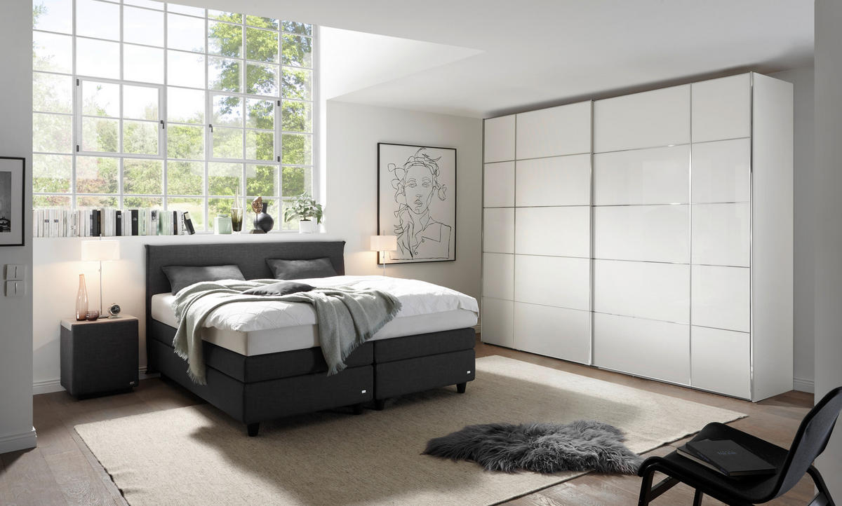 BOXSPRINGBETT 180/200 cm  in Anthrazit, Schwarz  - Anthrazit/Schwarz, Design, Kunststoff/Textil (180/200cm) - RUF Betten
