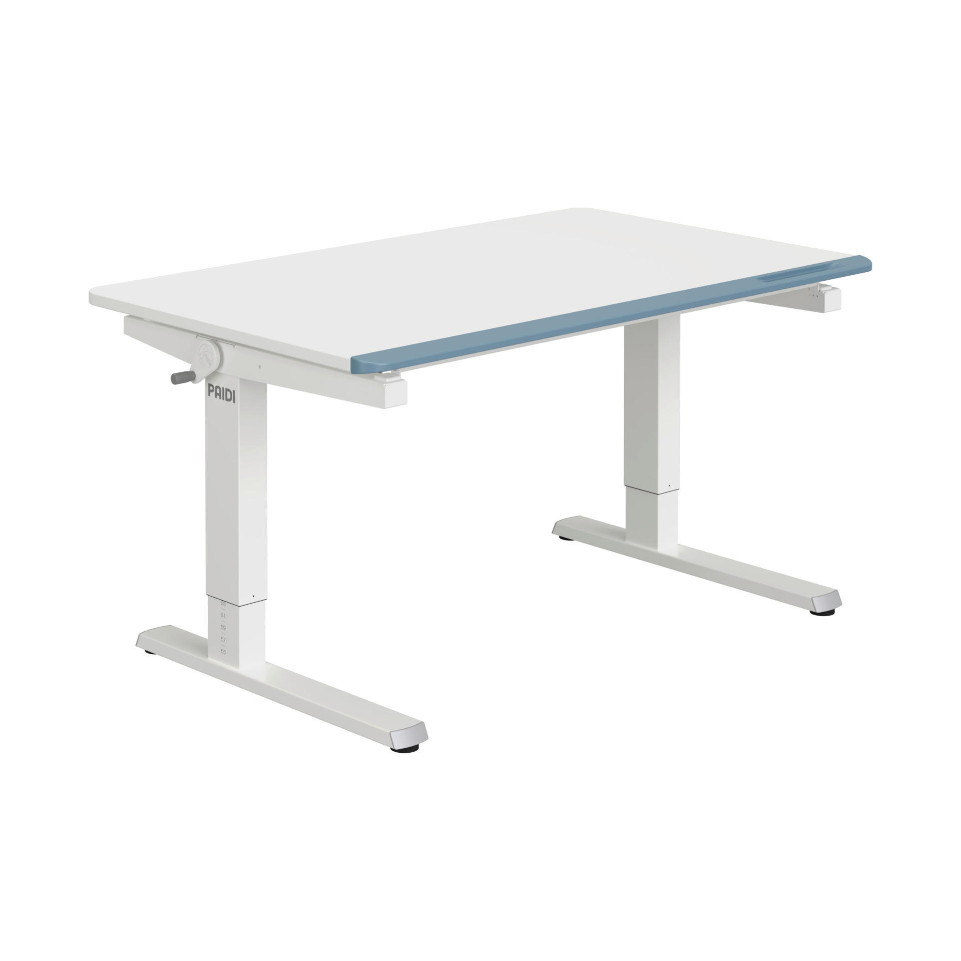 IFJÚSÁGI ÍRÓASZTAL  - világoskék/fehér, Basics, faalapú anyag/fém (120/75/53-79cm) - Paidi