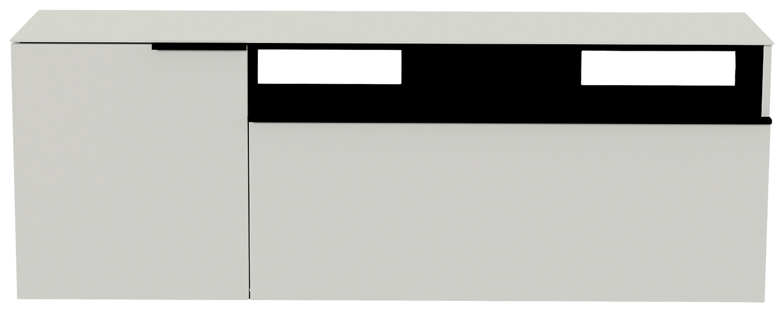 LOWBOARD  in 160/56/45 cm  - Schwarz/Weiß, Design, Glas/Holzwerkstoff (160/56/45cm) - Moderano